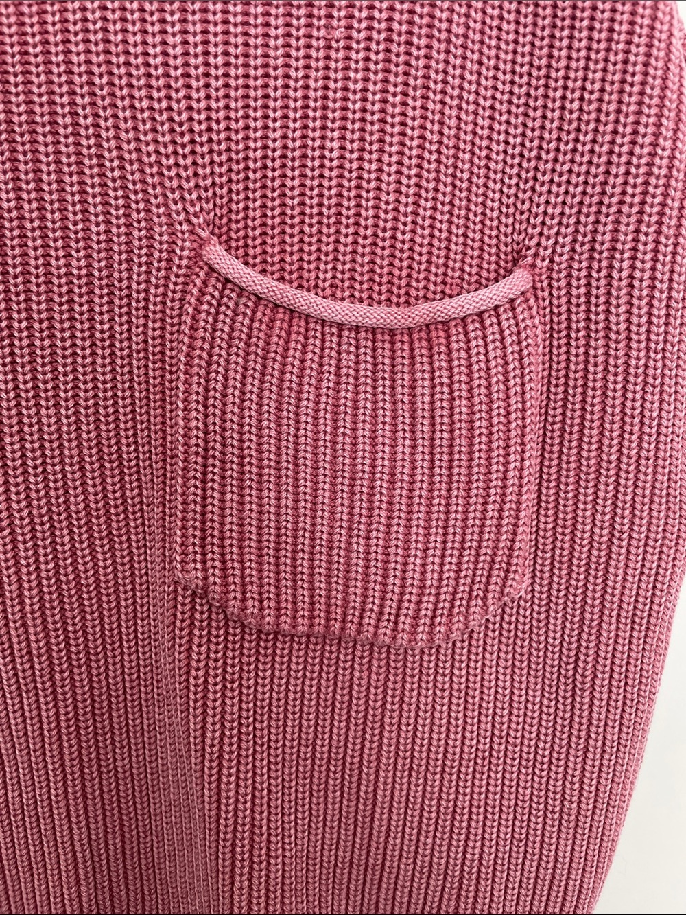 Lou & Grey 100% Cotton Women's Rib-Knit Pocket Sweater - Rose - Picture 3 of 7